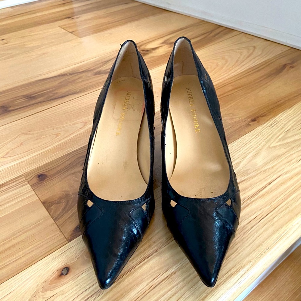 Audrey Brooke black heel leather heel